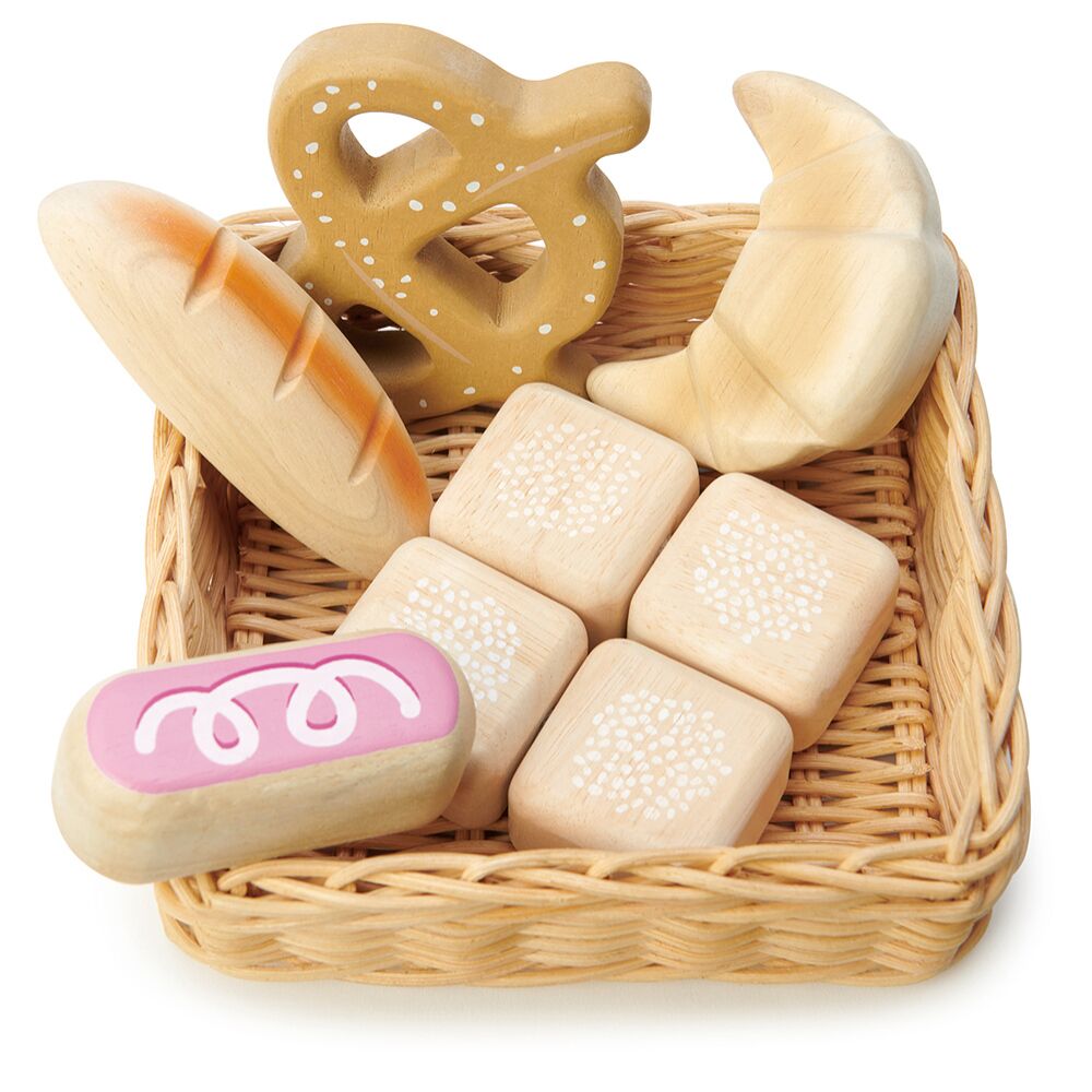 Tenderleaf Toys Bread Basket is a hand crafted wicker basket a gorgeous bread selection ready for your pretend play date with friends!