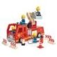Tenderleaf Toys Fire Engine is a bright wooden fire engine, with an unrolling hose and a natural wood extending arm to take the 4 firemen