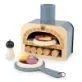 Tender Leaf Toys Make Me Pizza wooden oven set comes complete with 2 pizza bases, felt tomato base topping, and 6 wooden toppings all with a velcro dot