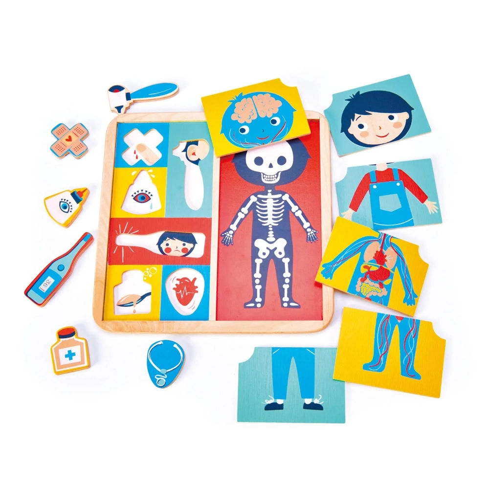 Tenderleaf Toys Ouch Puzzle is an educational 12 piece puzzle that explores how the body is made up. What makes us hurt and what makes us better!