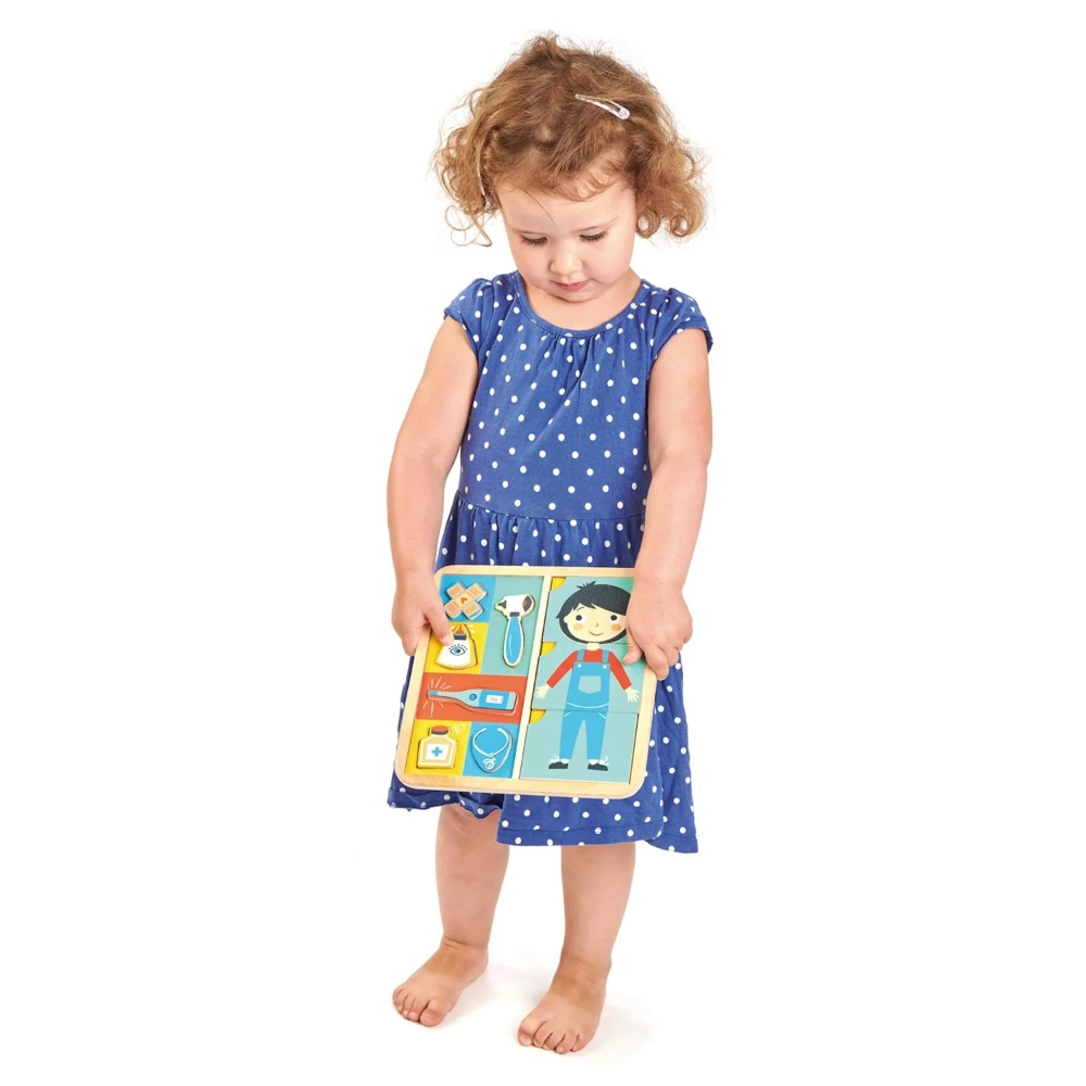 Tenderleaf Toys Ouch Puzzle is an educational 12 piece puzzle that explores how the body is made up. What makes us hurt and what makes us better!