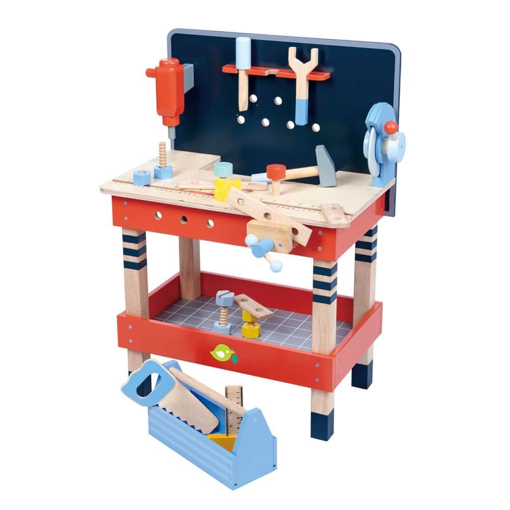 Tenderleaf Toys Tool Bench is perfect for any budding carpenter, includes separate small toolbox & complete with 19 pieces. Age range 3 Years+
