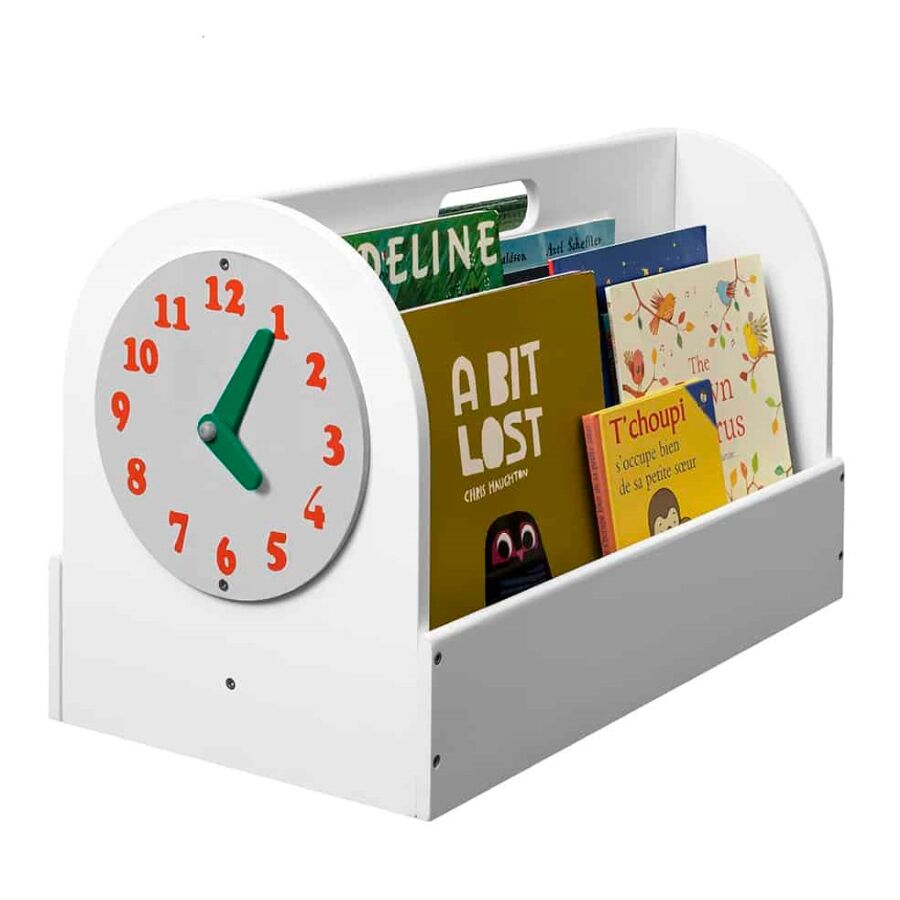 Tidy Books Box in White is a handy portable Kids Book Box Storage Box that allows kids to easily see and choose their own books