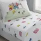 Transport Toddler Fitted Sheet in 100% Cotton, from Little Bianca, featuring colourful, Trucks, Cars, Busse's, Bikes and Diggers on a pure white background