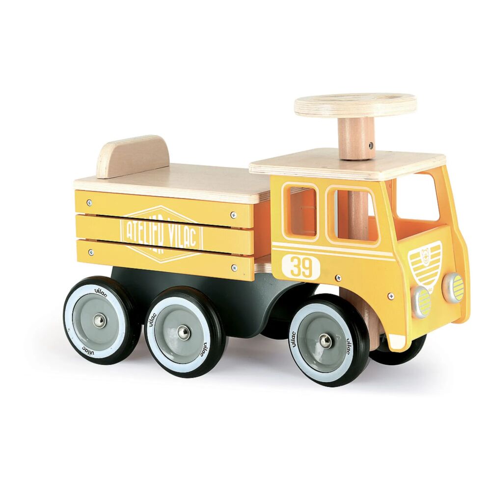 The Vilac Ride On Construction Truck is a wonderfully bright truck that is perfect for going on walks with your little one