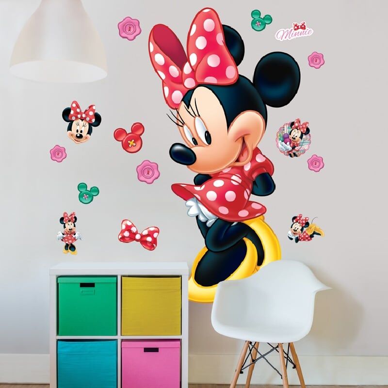 Walltastic Minnie Mouse Large Character Room Sticker is a high quality, easy to apply, self-adhesive wall sticker set that can transform any bedroom, nursery or playroom in minute.