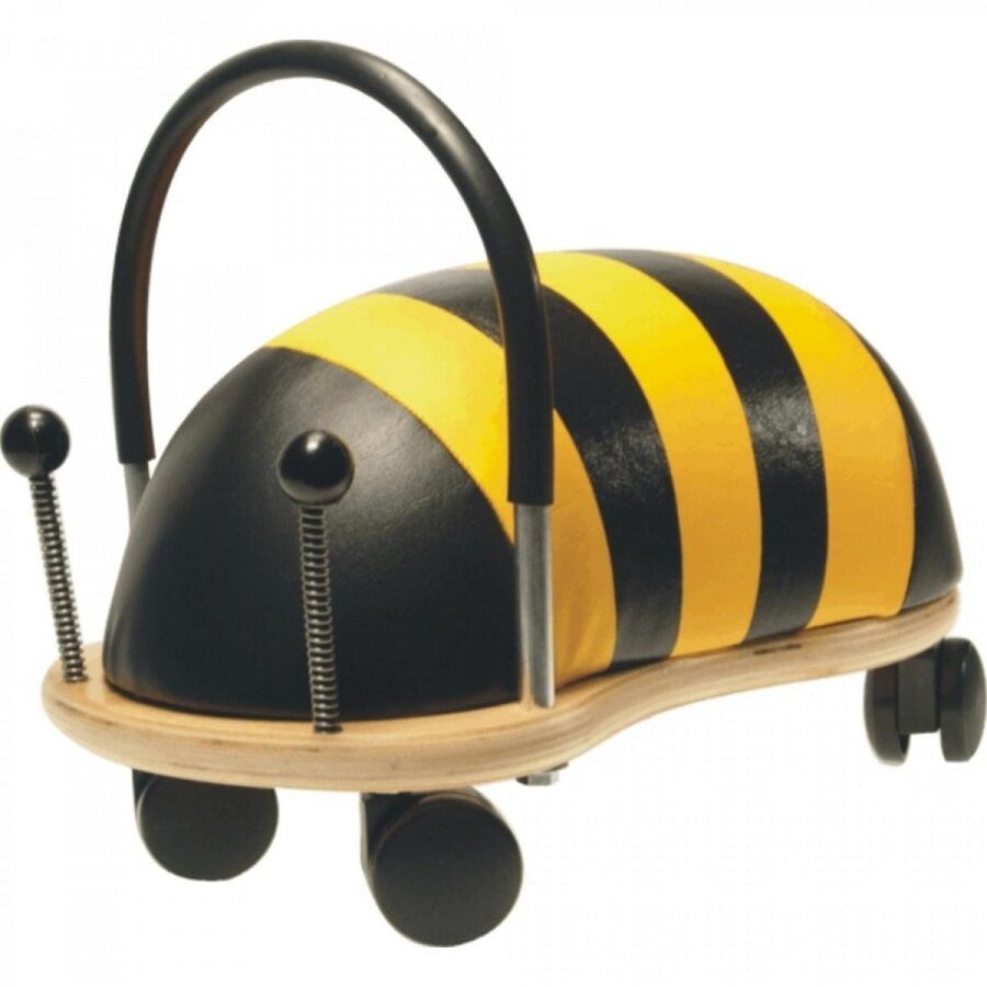 Wheelybug Bee ride on wooden toy with unlimited directional movement can go backwards, forwards, sideways, round and round - they can be ridden, pushed, pulled, kissed and cuddled!
