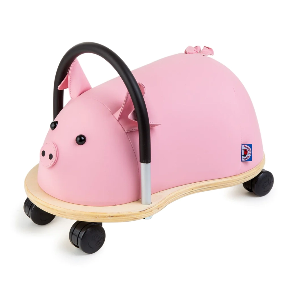 Wheelybug Large Pig Ride On has unlimited directional movement promoting self-confidence, spatial awareness and gross motor skills.