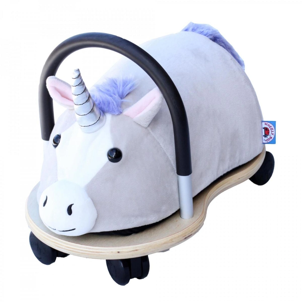 Wheelybug Plush Unicorn a multi-directional ride on wooden toys are designed to offer hours of robust fun and help to promote self-confidence