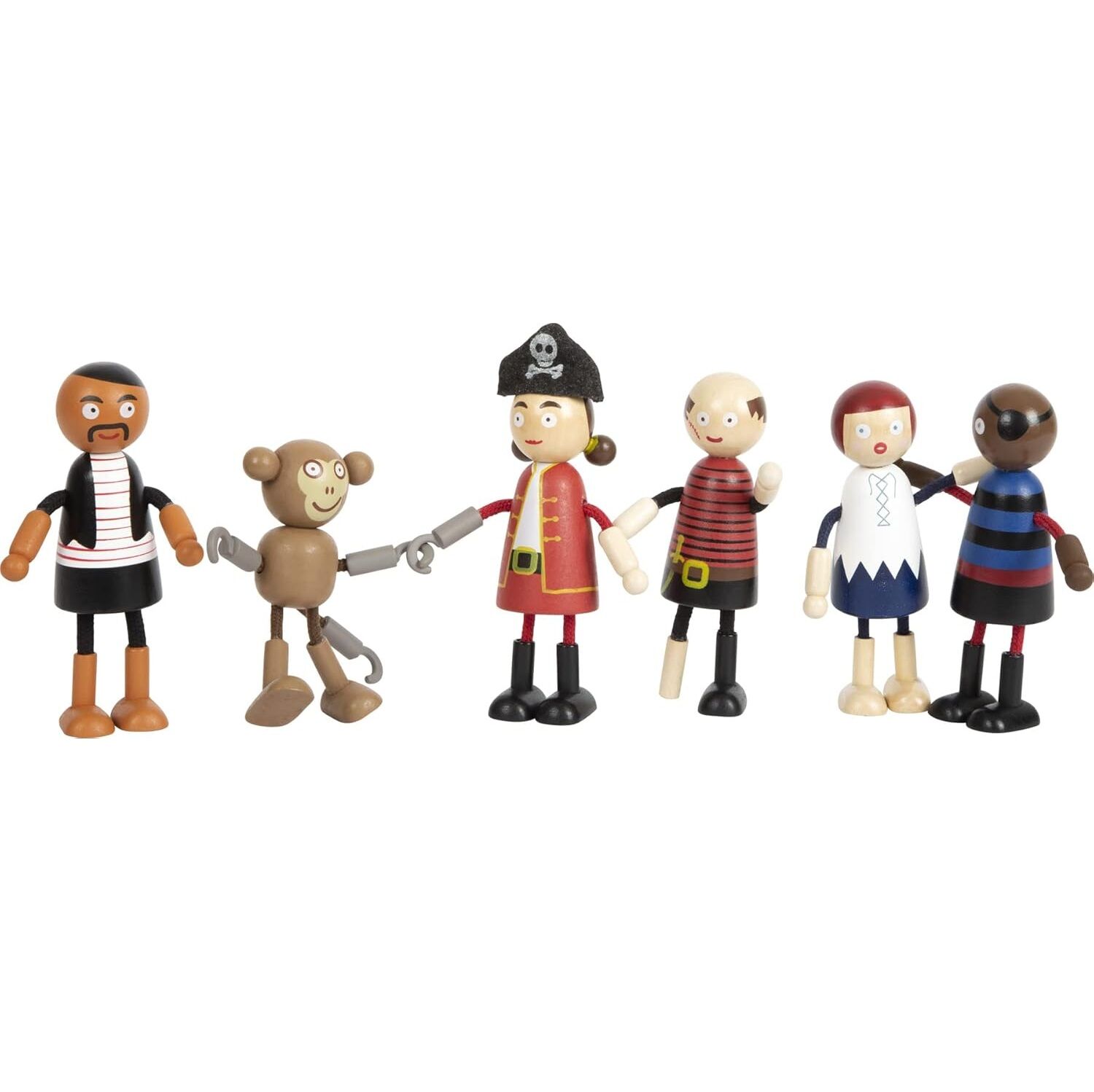 Wooden Pirate Bending Dolls