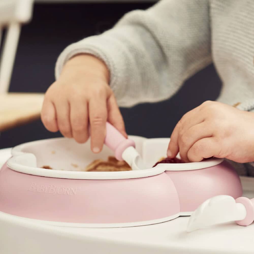 BabyBjorn Plate Spoon & Fork Set 2pk - Powder Pink - Image 2