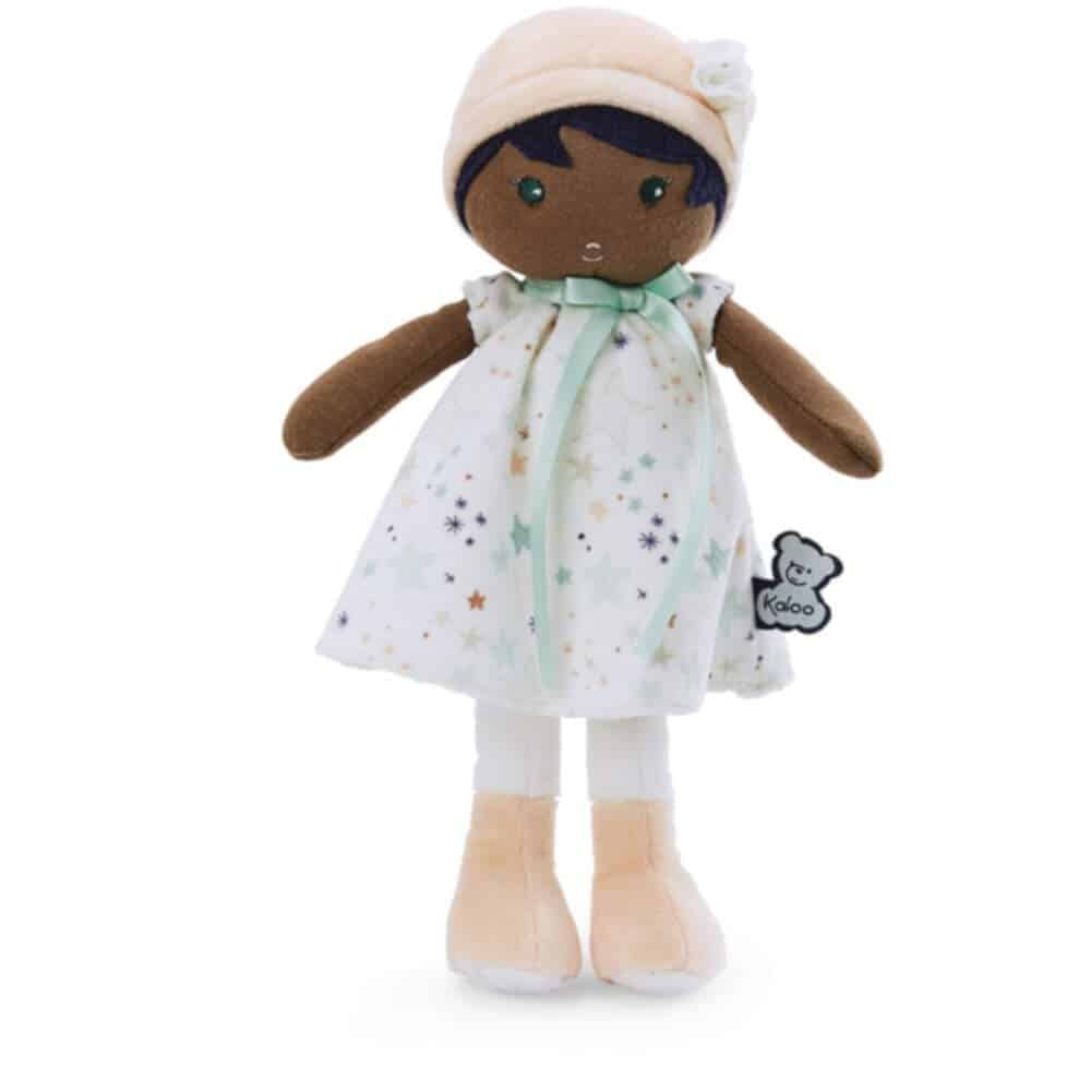 Kaloo Doll Manon will be your child’s beautiful new best friend. Made from super soft, plush materials, she comes dressed in a non-removable hat and outfit, so she’s always dressed up for any occasion. Have a tea party, take a nap or just carry her wherever you go! Her dress with pastel stars invites you to daydream.